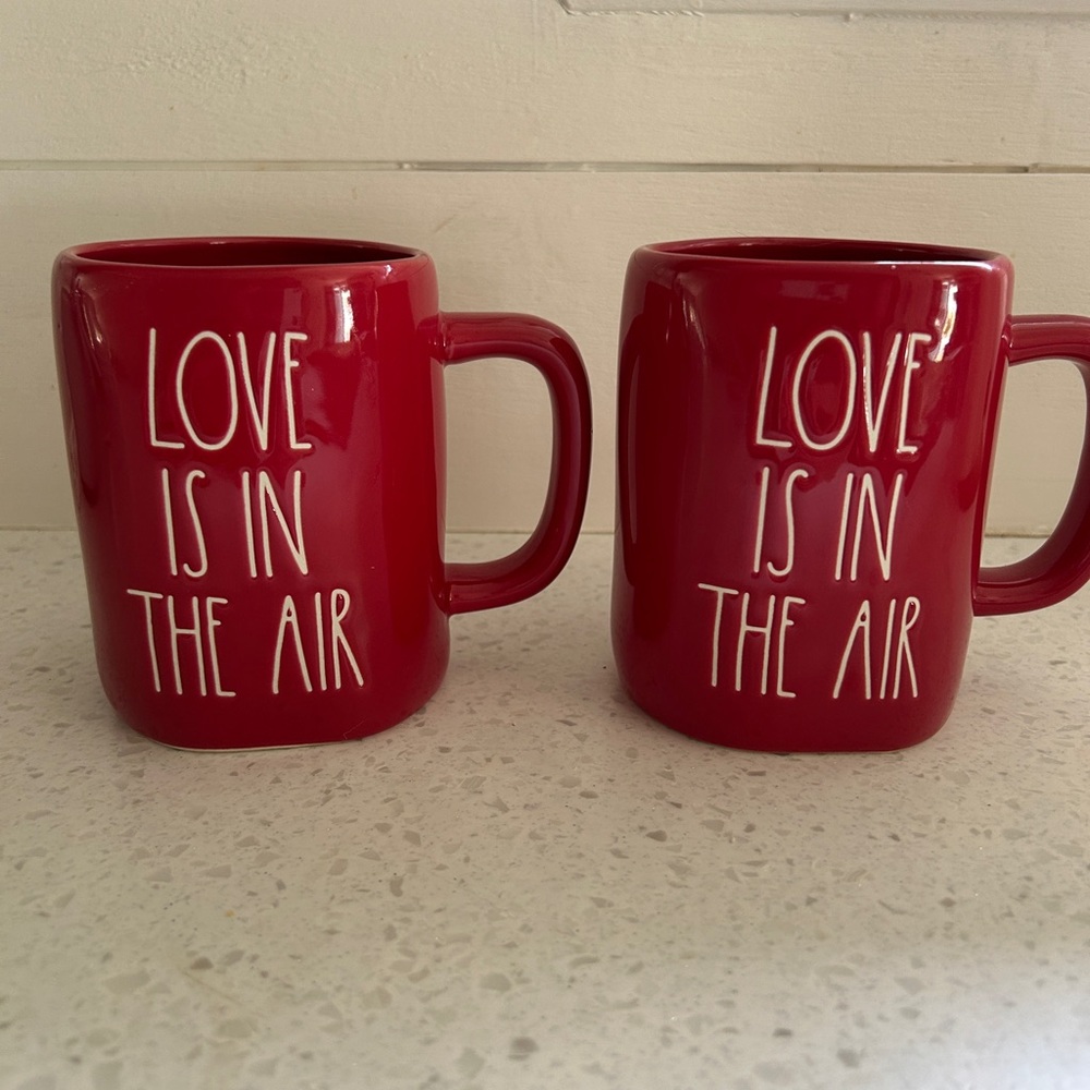 Rae Dunn Red Ceramic Love Mugs Dining Set